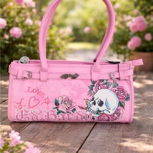 Pink Skull and Roses Handbag